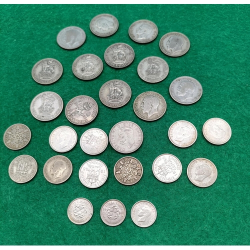 52 - Collection of Pre 1947 .500 Silver British Coins. 112 Grams.