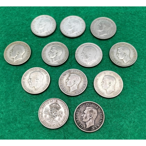 53 - Collection of Pre 1947 .500 Silver British Coins. 133 Grams.