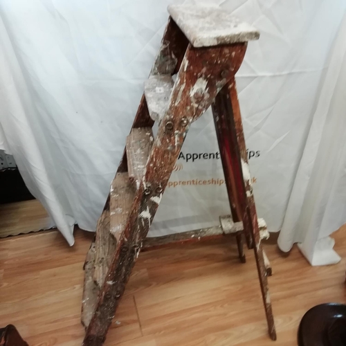 530 - Vintage Wooden Folding Step Ladders. 115cm Tall. Collection Only.