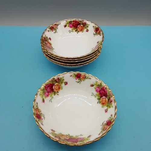 534 - Royal Albert Dessert/Breakfast Bowls (6) in the 'Old Country Roses' Pattern. Early Backstamp 1962-19... 