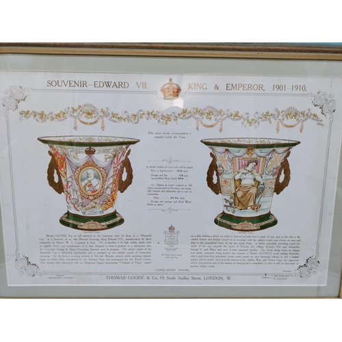 571 - Framed and Glazed Copeland China Catalogue Page of the Memorial Cup 'Souvenir of Edward VII King and... 