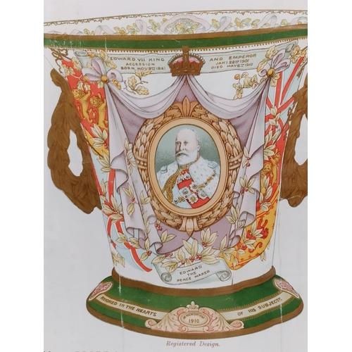 571 - Framed and Glazed Copeland China Catalogue Page of the Memorial Cup 'Souvenir of Edward VII King and... 