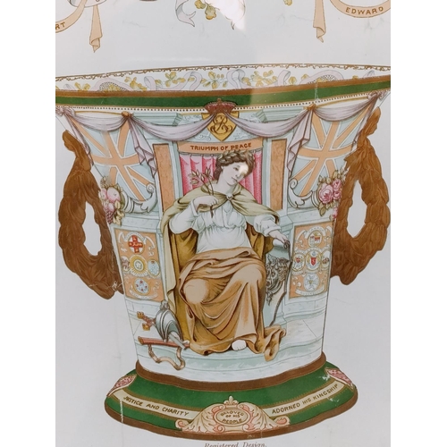 571 - Framed and Glazed Copeland China Catalogue Page of the Memorial Cup 'Souvenir of Edward VII King and... 