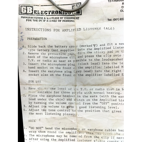 617 - GB Electronics Hard of Hearing Amplified Listener. W/O.