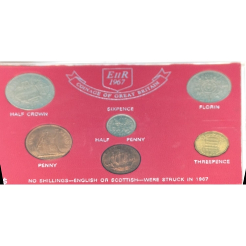 627 - Coin Set to include 1967/1970 plus 4 Decimal Sets. 1 Coin Missing.