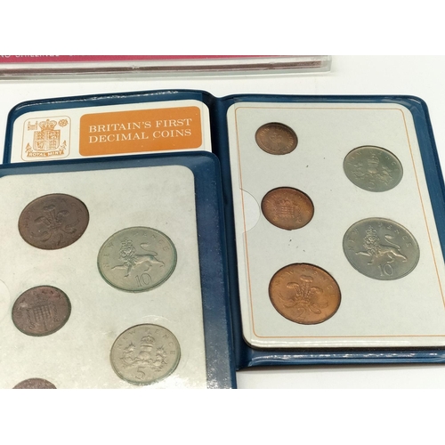 627 - Coin Set to include 1967/1970 plus 4 Decimal Sets. 1 Coin Missing.