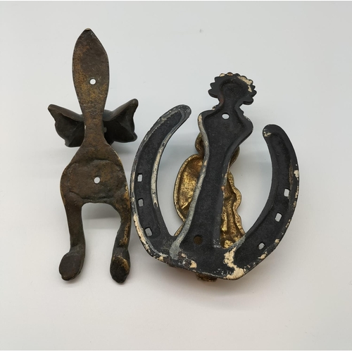 68 - Brass Door Knockers (2) - Imp and Fox. 15cm x 11cm.