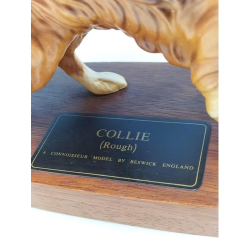 70 - Beswick Connoisseur Collection Figure of a Rough Collie on Plinth, 20cm High x 24cm.