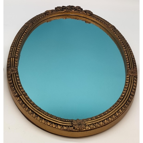 704 - Gold Gilt Framed Mirror (53cm x 36cm) plus Resin Figure and Chalk Bust.