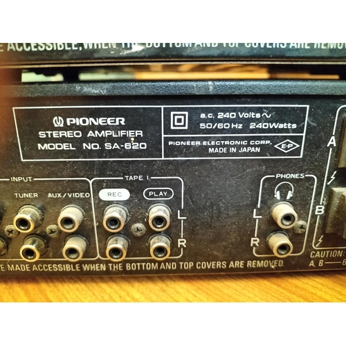 719 - Pioneer Stereo Amplifiers (2) SA-520 and SA-620. Both Power Up. Untested.