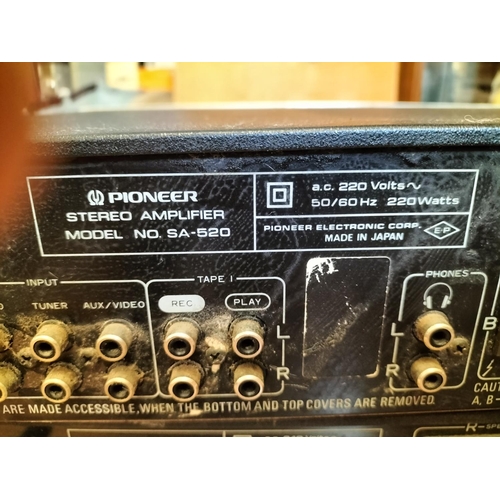 719 - Pioneer Stereo Amplifiers (2) SA-520 and SA-620. Both Power Up. Untested.