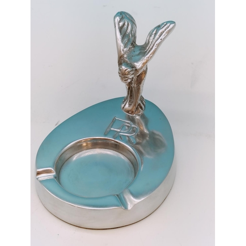 729 - Reproduction Rolls Royce Flying Lady Emblem Ashtray 9cm x 12cm.