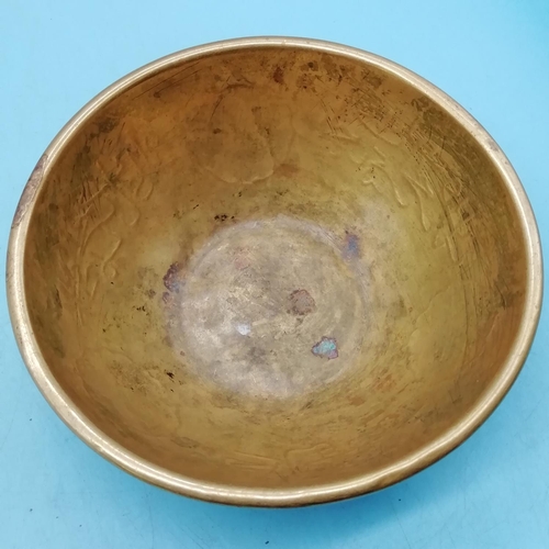 77 - Cairo Ware Brass Bowl with Inlaid Silver. 4cm High, 12cm Diameter.