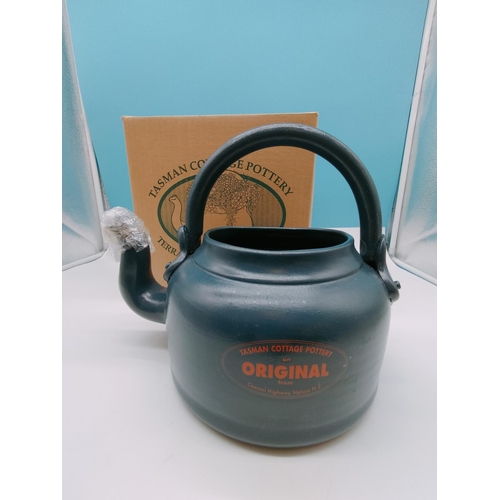 10A - New in Box Tasman Cottage Pottery Terracotta Kettle Planter. 24cm High, Base Diameter 22cm.