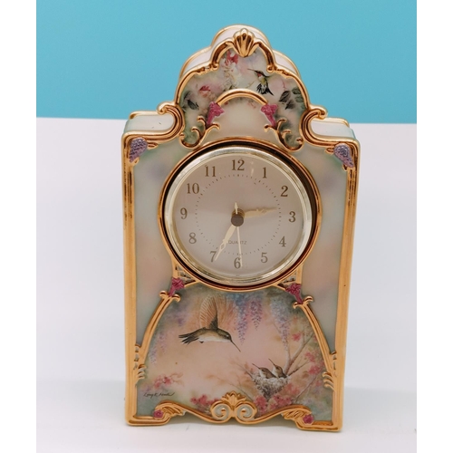 11 - Bradford Exchange 'Garden Whispers' Mantle Clock. 24cm High x 13cm.