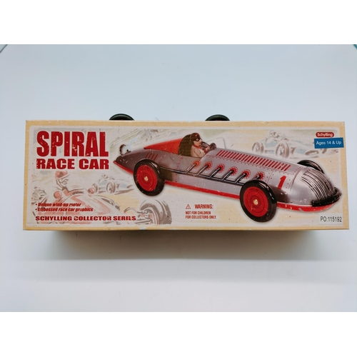 110A - Schylling Collector Series Spiral Tinplate Race Car. Boxed.