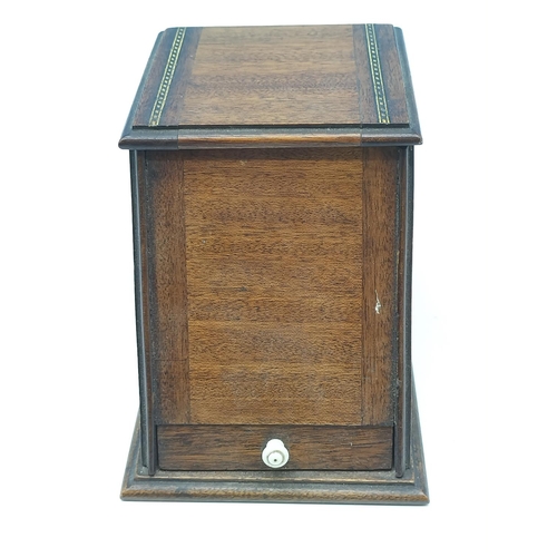 114 - Edwardian Rosewood Tobacco Box/Cigarette Dispenser. 15cm x 10cm x 12cm.