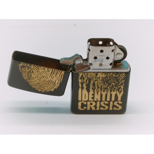 124 - Matte Black Zippo Lighter 'Identity Crisis'.