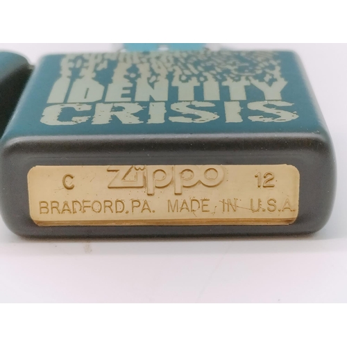 124 - Matte Black Zippo Lighter 'Identity Crisis'.