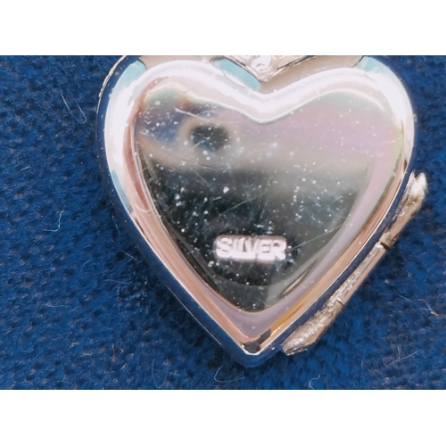 125 - Silver Heart Locket on Necklace.