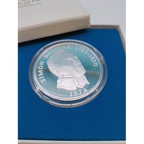 13 - 1974 Silver 925 Panama 20 Balboas Coin. Uncirculated in Presentation Box with Certificate of Authent... 