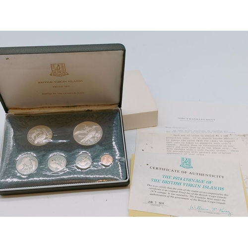 15 - 1974 British Virgin Islands Proof Set by Franklin Mint Uncirculated in Presentation Box with Certifi... 