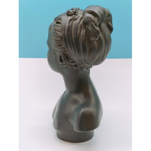 157 - Bronze Effect Bust of a Girl. 34cm High x 24cm.