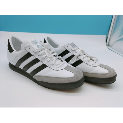 173 - New Unworn Adidas 'Beckenbauer' White with Black Stripes. Mens UK Size 11.