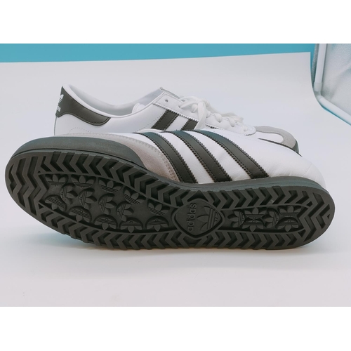 173 - New Unworn Adidas 'Beckenbauer' White with Black Stripes. Mens UK Size 11.