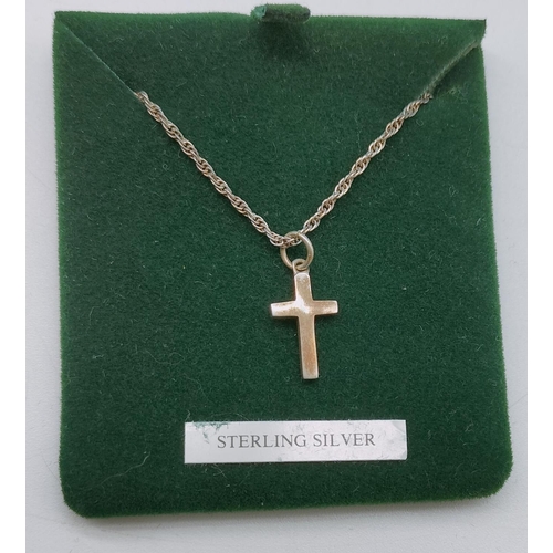 176 - Silver Cross Necklace.