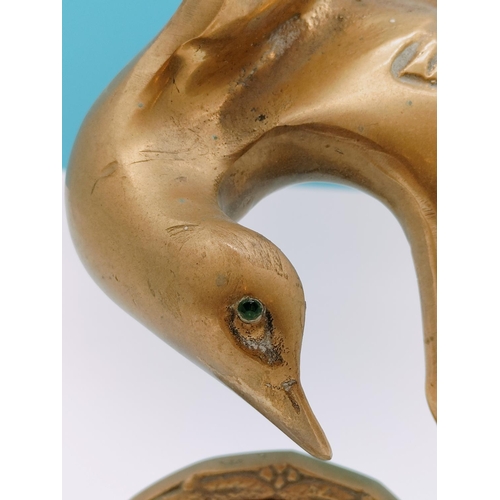 178 - Europa Brass Bird Clock. 35cm High, 21cm x 12cm.