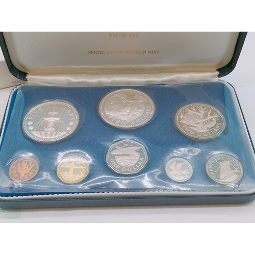 18 - 1973 First National Coinage of Barbados Proof Set by Franklin Mint Uncirculated in Presentation Box ... 