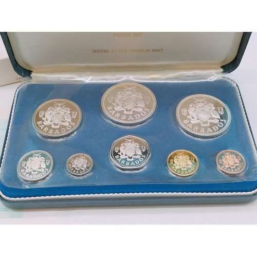 18 - 1973 First National Coinage of Barbados Proof Set by Franklin Mint Uncirculated in Presentation Box ... 