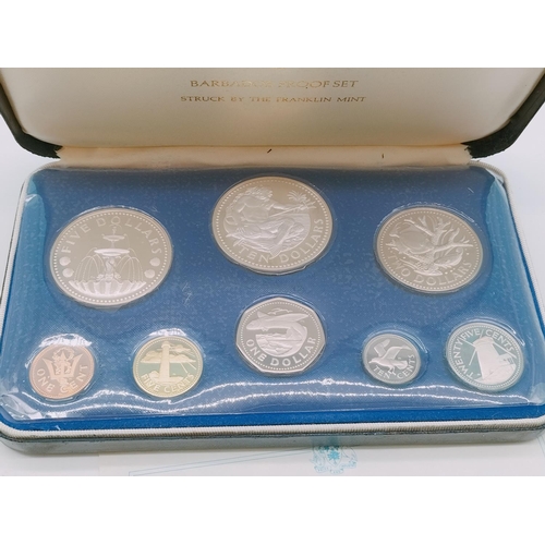 19 - 1974 First National Coinage of Barbados Proof Set by Franklin Mint Uncirculated in Presentation Box ... 