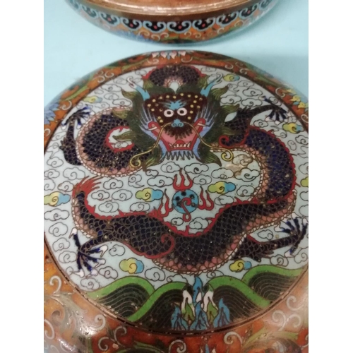 2 - Late 19th/Early 20th Century Chinese Cloisonne Lidded Bowl depicting Imperial Dragon surrounded by F... 