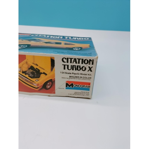 210 - Sealed Monogram, 1:25 Vintage Original Citation Turbo X Model