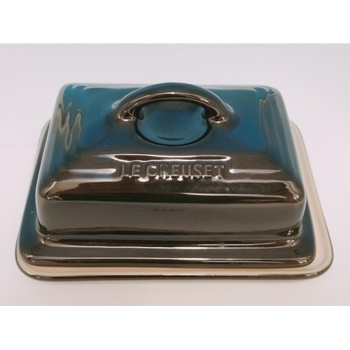 217 - Le Crueset Black Butter Dish. 10cm High, 17cm x 12cm.