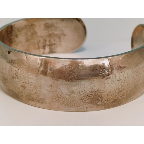 222 - Silver Eygptian Hallmarked Bangle. 45 Grams.