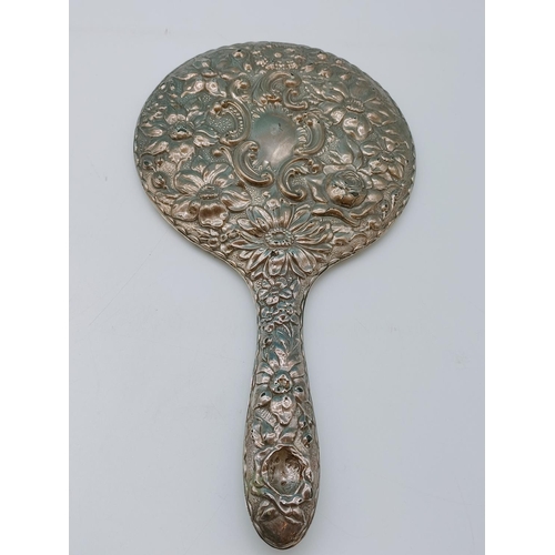 223 - Silver Hallmarked Hand Mirror. Rubbed.