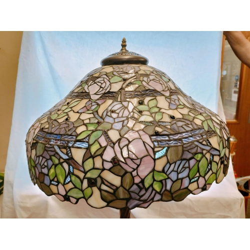 239 - Tiffany Style Standing Lamp with Metal Base. and Shade. Overall Height 170cm. Shade 31cm High, 56cm ... 