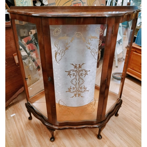 25A - 1950's Mirrored Back 2 Shelf China Display Cabinet. 113cm High, 102cm x 36cm. Collection Only.