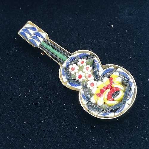 387 - Vintage Millefiori Guitar Brooch.