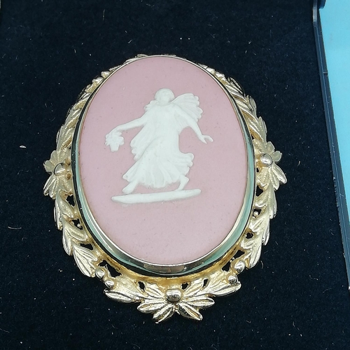 388 - Wedgwood Pink Jasper 'Dancing Hours' Brooch.