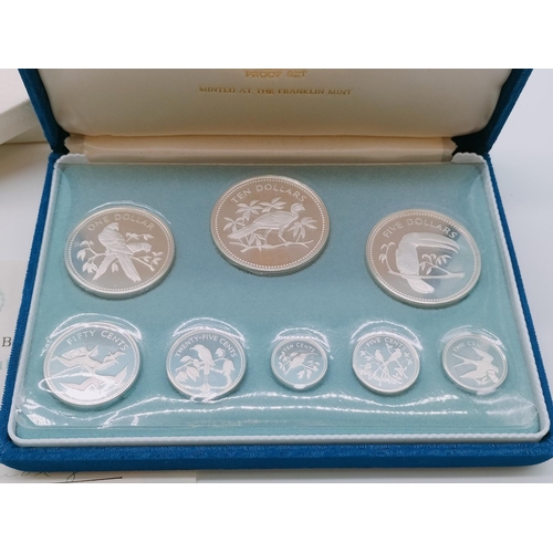 39 - 1974 Silver Proof Set of Coinage of Belize by Franklin Mint Uncirculated in Presentation Box with Ce... 