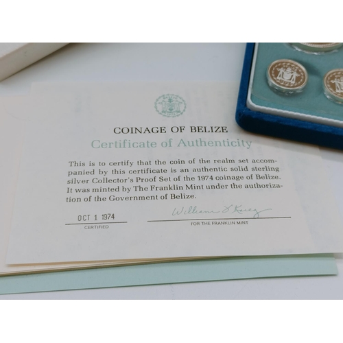 39 - 1974 Silver Proof Set of Coinage of Belize by Franklin Mint Uncirculated in Presentation Box with Ce... 