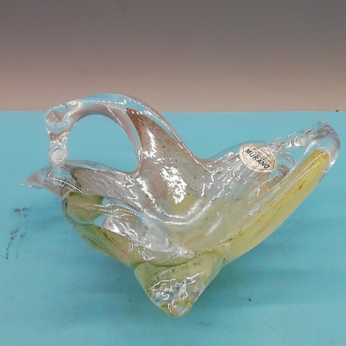 423 - Murano Glass Bowl, with Label. 7cm High, 15cm Diameter.