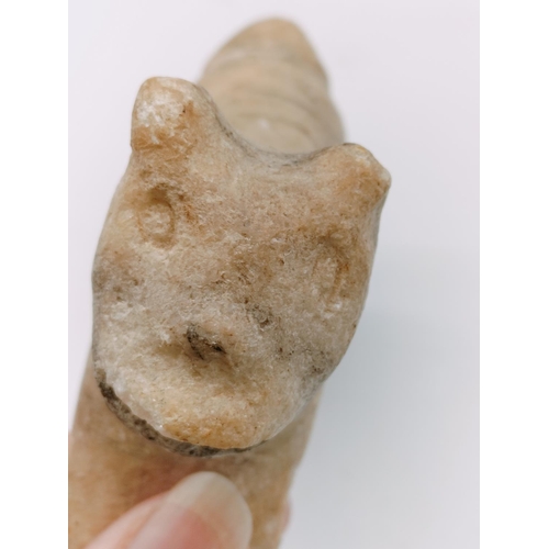 430 - Possible Ancient Near Eastern Stone Carving of a Tiger. 8cm High x 11cm.