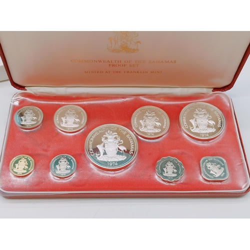 47 - 1974 Commonwealth of the Bahamas Proof Set by Franklin Mint Uncirculated in Presentation Box with Ce... 