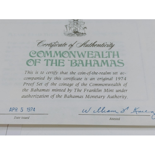 47 - 1974 Commonwealth of the Bahamas Proof Set by Franklin Mint Uncirculated in Presentation Box with Ce... 