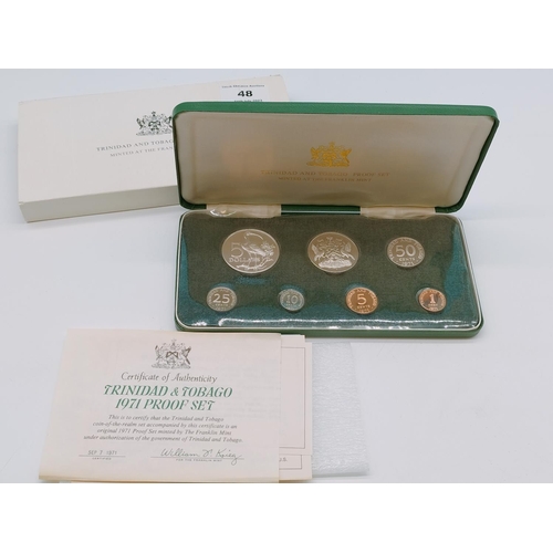 48 - 1971 Proof Set of Trinidad and Tobago by Franklin Mint Uncirculated in Presentation Box with Certifi... 